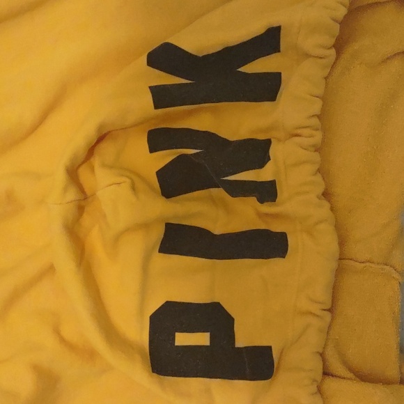 PINK Colorblock Black and Yellow Zip-Up Hoodie Size L - Picture 7 of 8